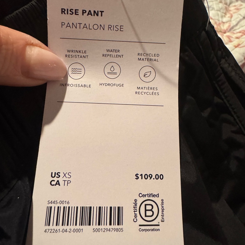 ATHLETA Brand New With Tags Black Rise Track Pants Size XS - Picture 5 of 6